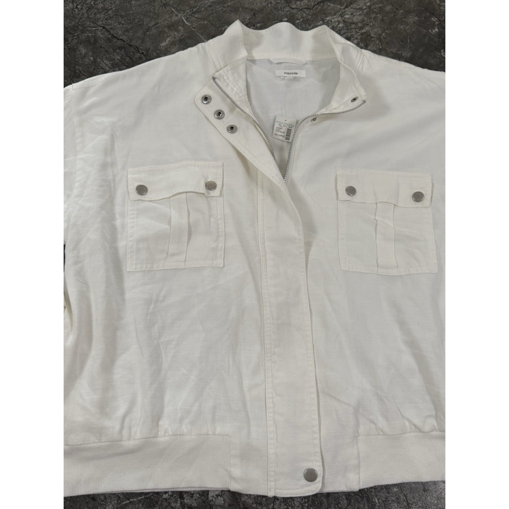Maurice's Womens 100% Cotton Bomber Jacket Zip Front Soft White Sz XXL - Picture 4 of 12
